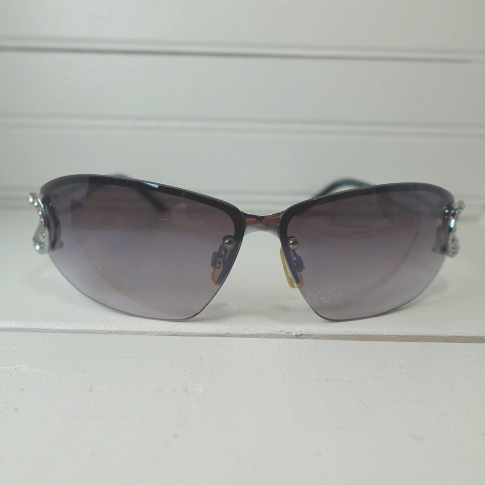 Vintage Y2K Rocawear Sunglasses R3181 Rimless Black Gradient Lenses Rhinestones